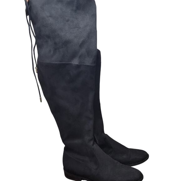 Marc Fisher Thigh High Boots Size 9 Black Dressy Low Heel Over The Knee Stretchy - Picture 1 of 7